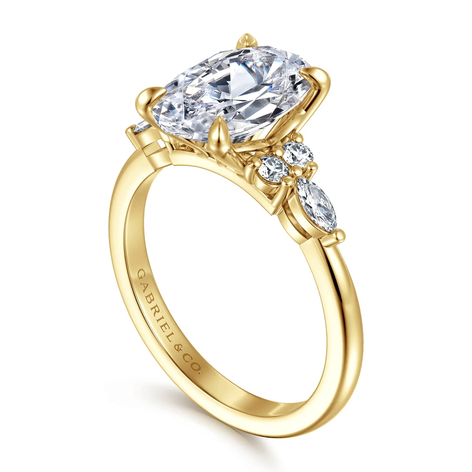 Gabriel & Co. 14K Yellow Gold Oval Diamond Cluster Engagement Ring - Skeie's Jewelers