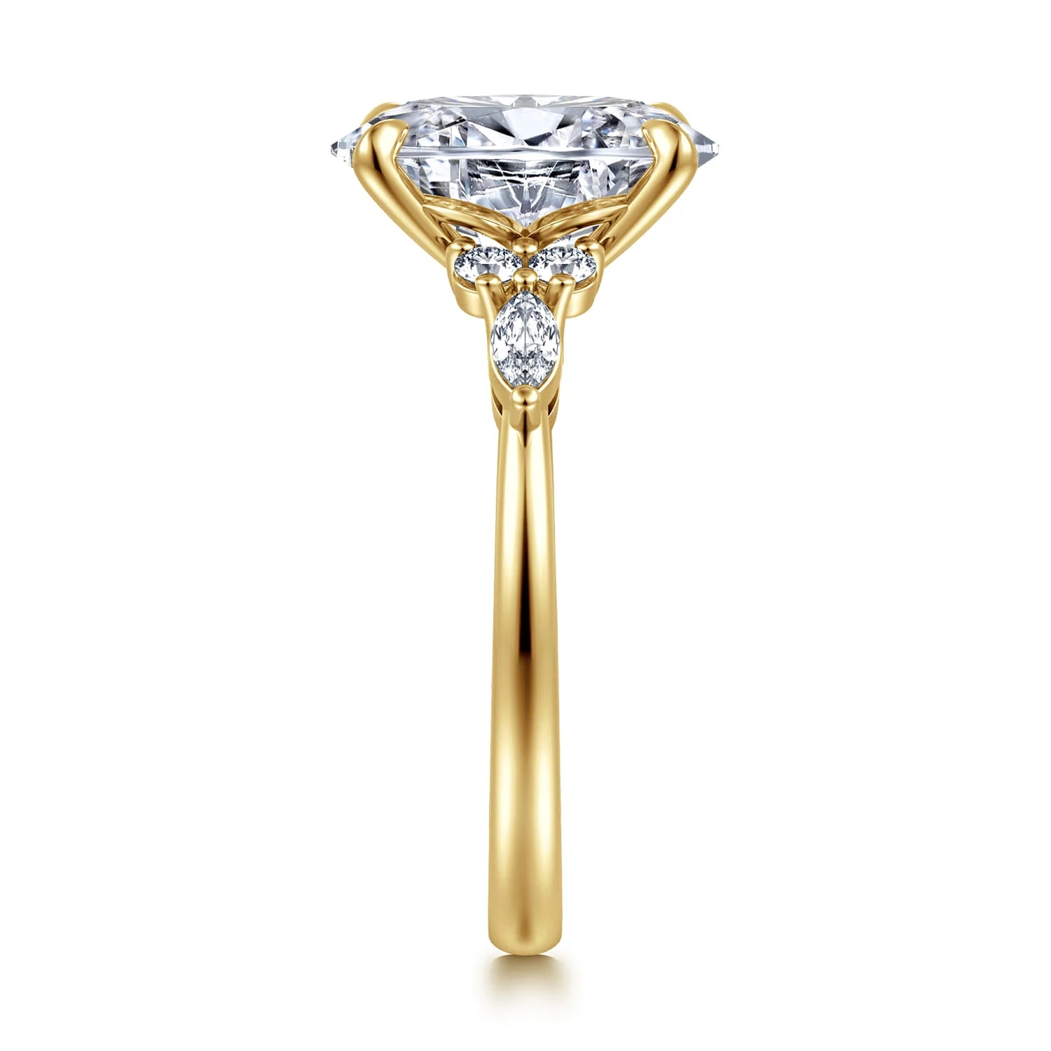 Gabriel & Co. 14K Yellow Gold Oval Diamond Cluster Engagement Ring - Skeie's Jewelers