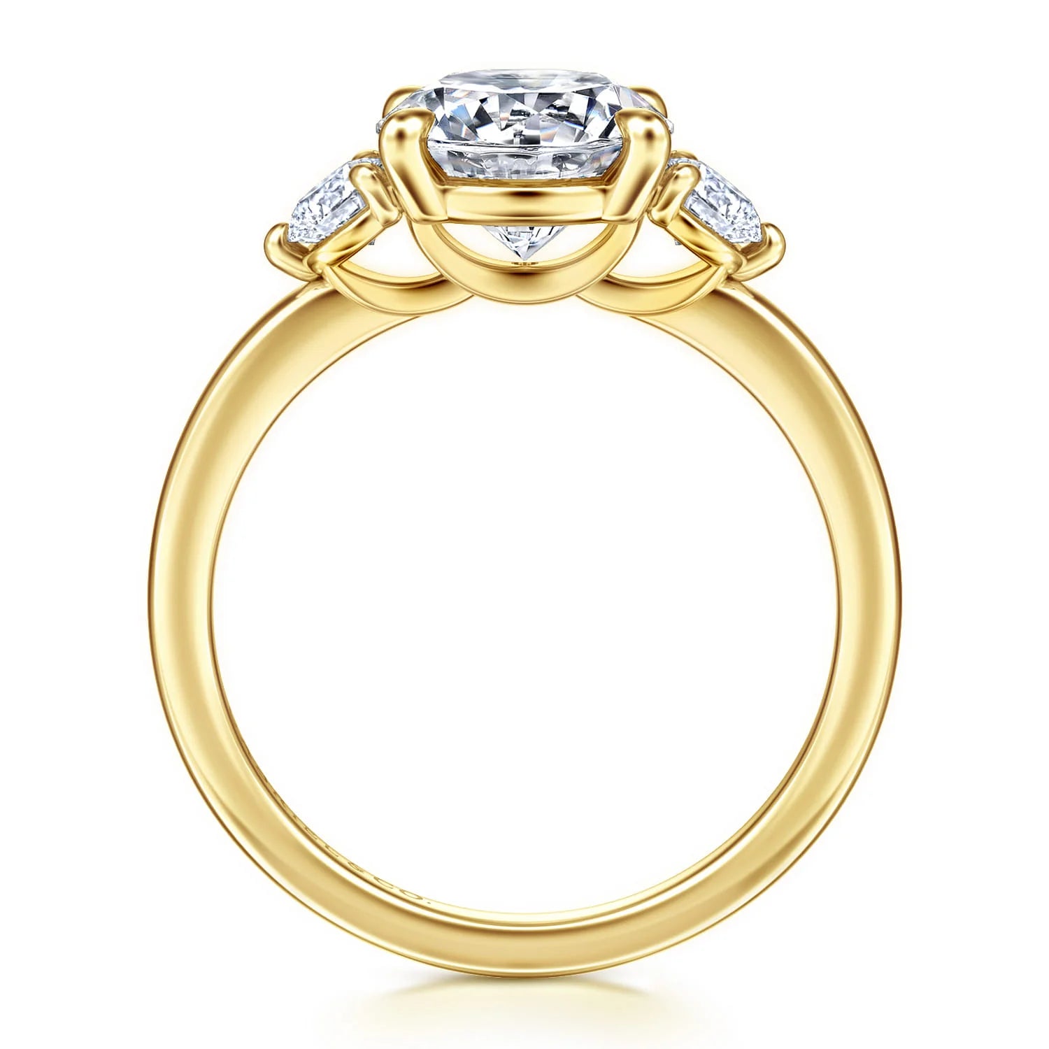 Gabriel & Co. 14K Yellow Gold Round Three Stone Diamond Engagement Ring - Skeie's Jewelers