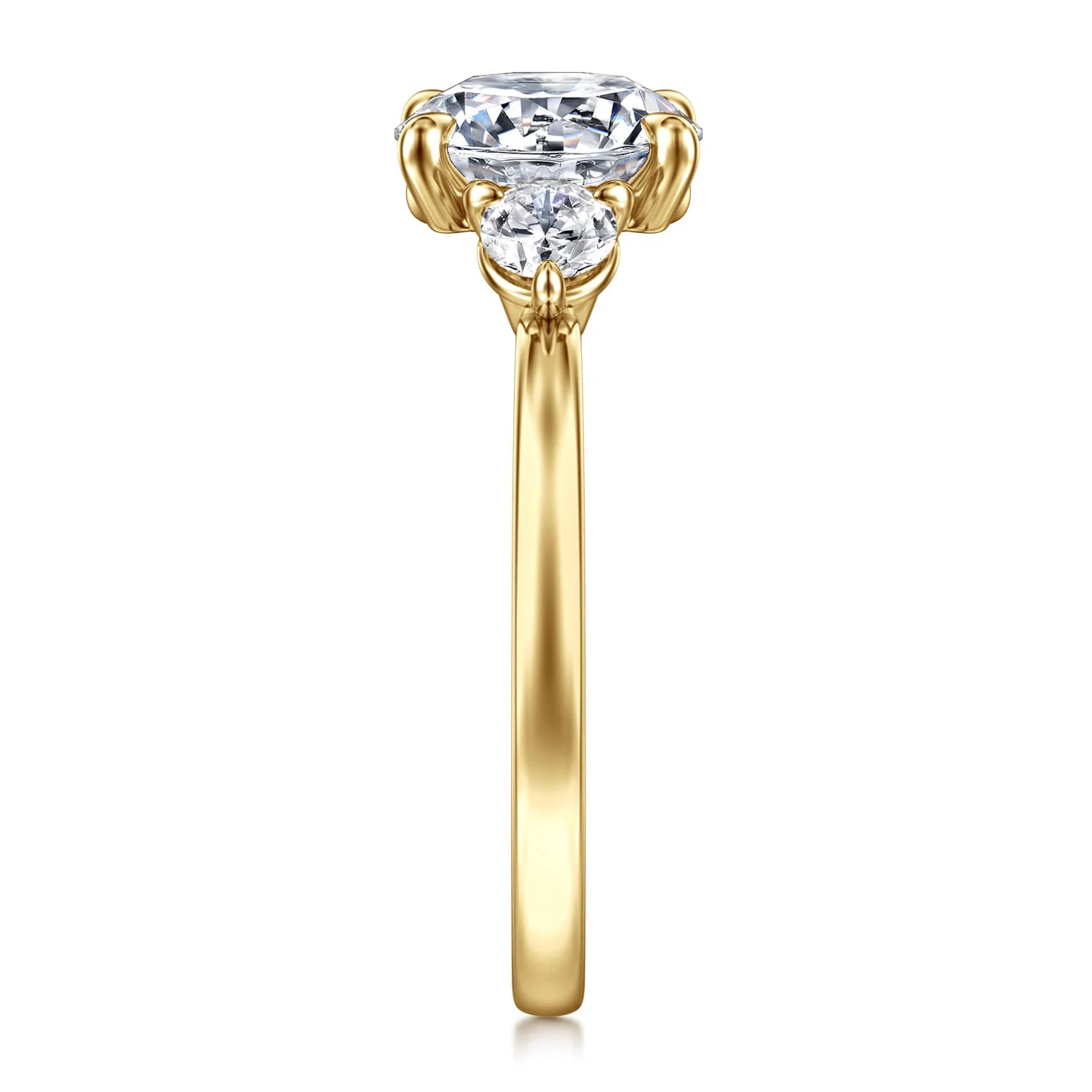 Gabriel & Co. 14K Yellow Gold Round Three Stone Diamond Engagement Ring - Skeie's Jewelers