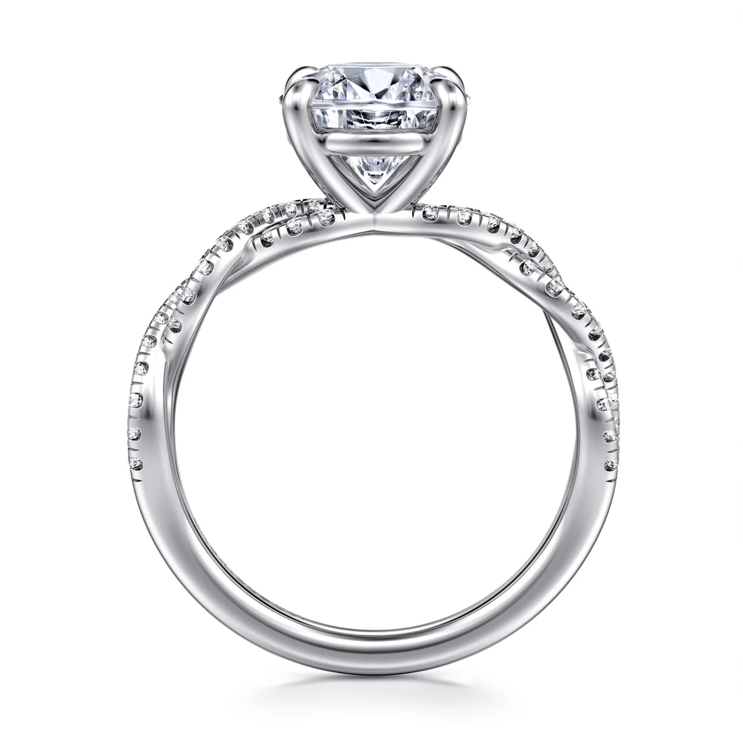 Gabriel & Co. 14K White Gold Twisted Round Diamond Engagement Ring - Skeie's Jewelers