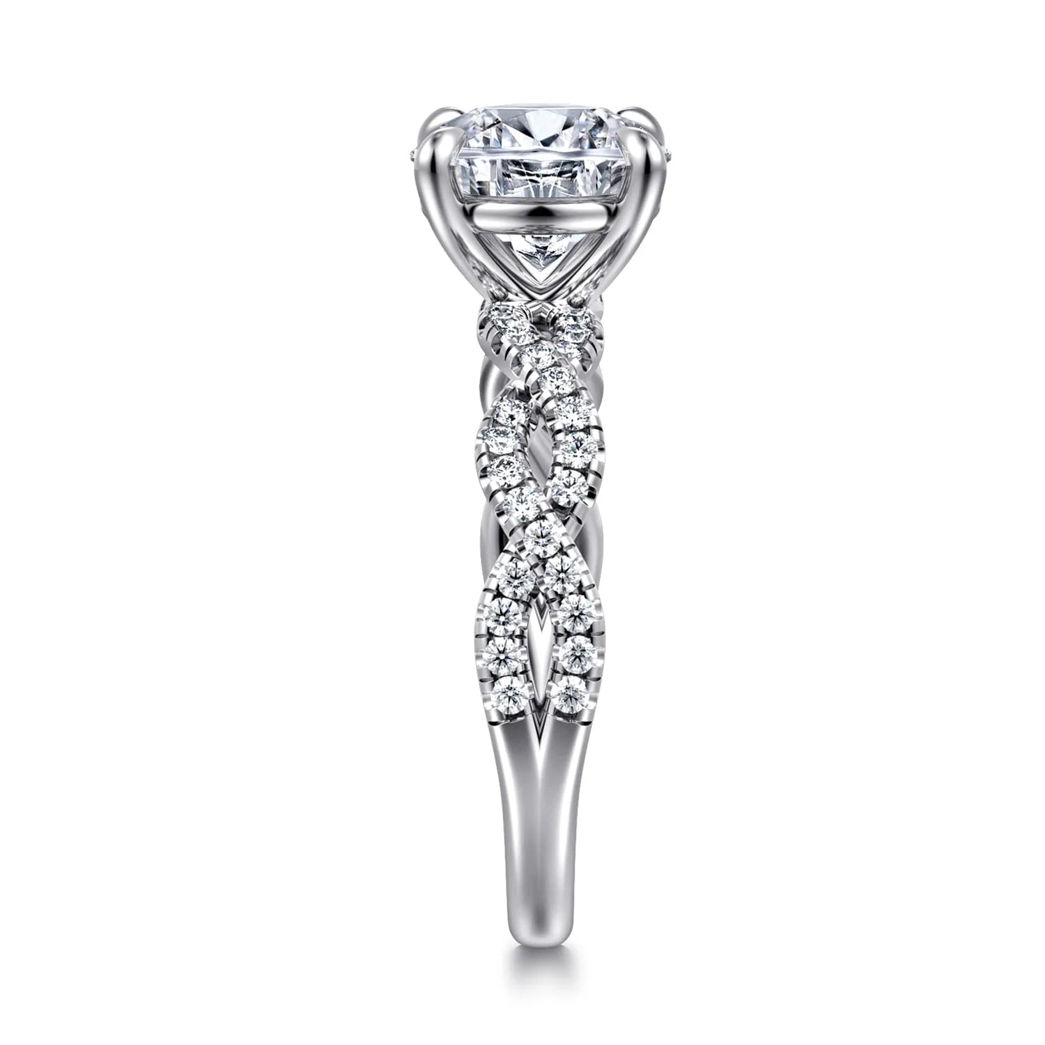 Gabriel & Co. 14K White Gold Twisted Round Diamond Engagement Ring - Skeie's Jewelers