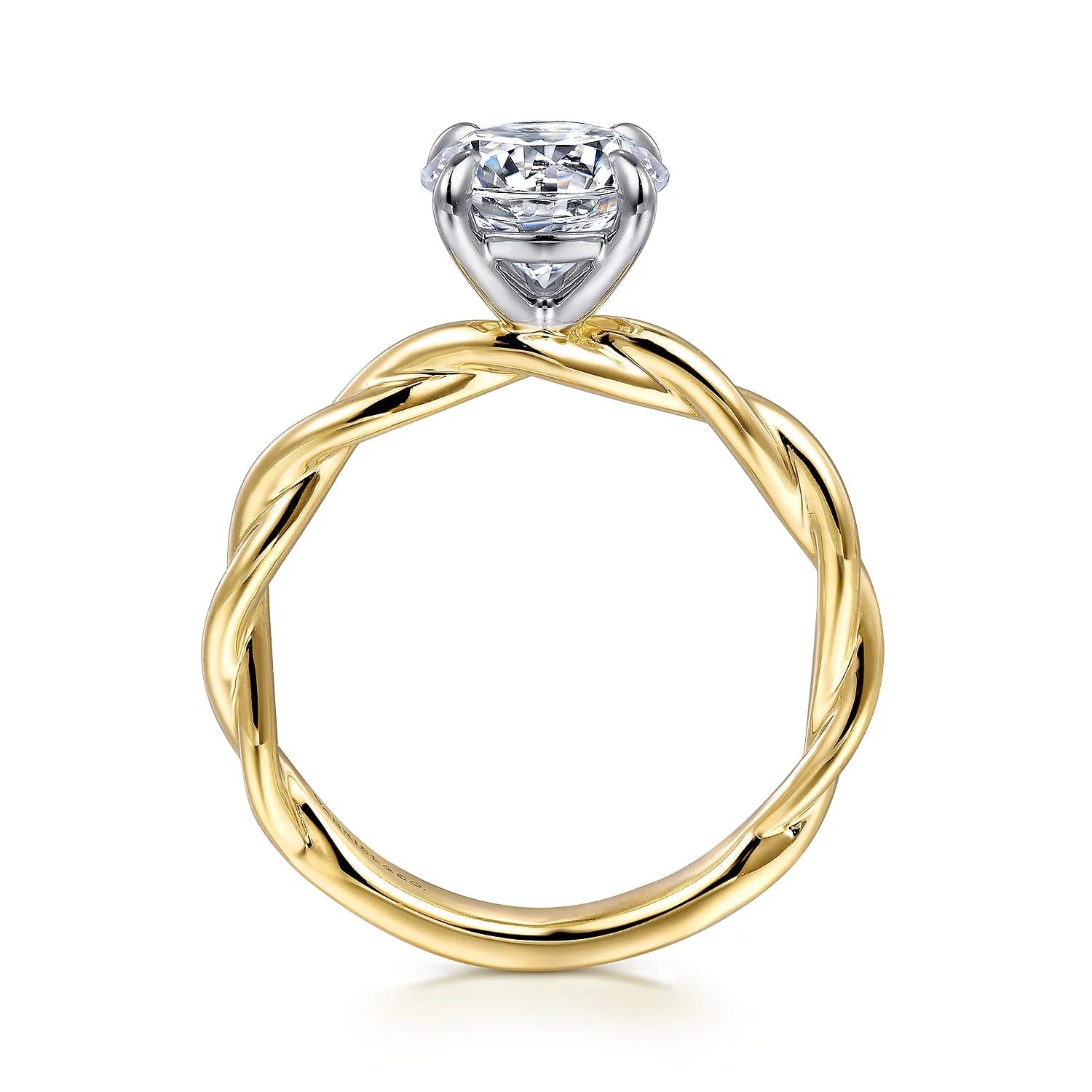 Gabriel & Co. 14K Gold Twisted Round Diamond Engagement Ring - Skeie's Jewelers