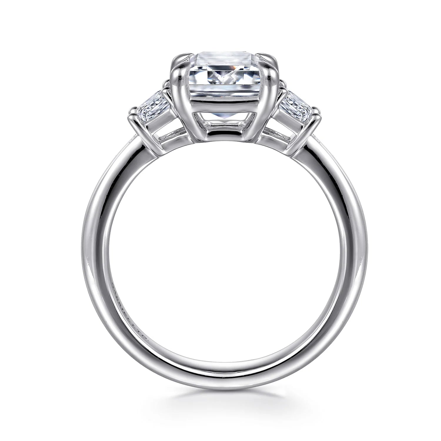 Gabriel & Co. 14K White Gold Trapezoid Cut Three Stone Diamond Engagement Ring - Skeie's Jewelers