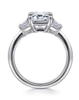 Gabriel & Co. 14K White Gold Trapezoid Cut Three Stone Diamond Engagement Ring - Skeie's Jewelers