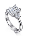 Gabriel & Co. 14K White Gold Trapezoid Cut Three Stone Diamond Engagement Ring - Skeie's Jewelers