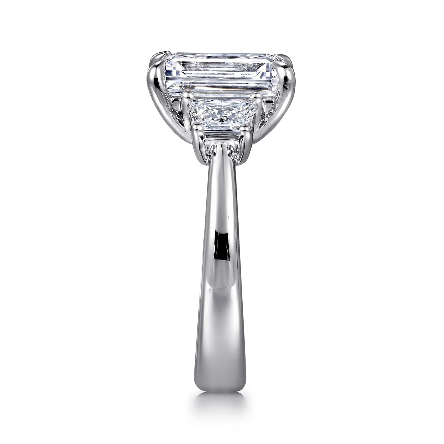 Gabriel & Co. 14K White Gold Trapezoid Cut Three Stone Diamond Engagement Ring - Skeie's Jewelers