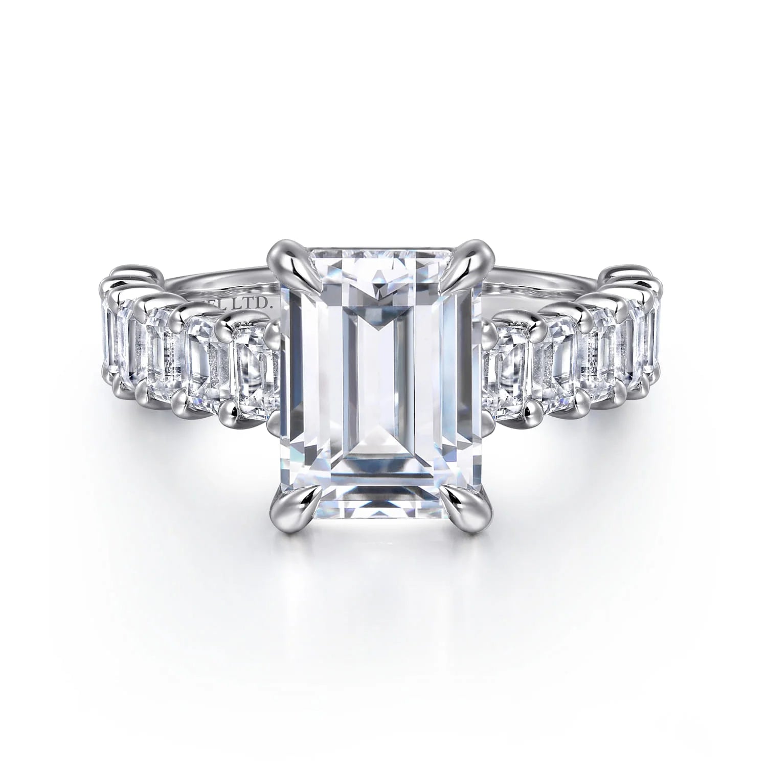 Gabriel & Co. 14K White Gold Emerald Cut Diamond Engagement Ring - Skeie's Jewelers