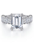 Gabriel & Co. 14K White Gold Emerald Cut Diamond Engagement Ring - Skeie's Jewelers