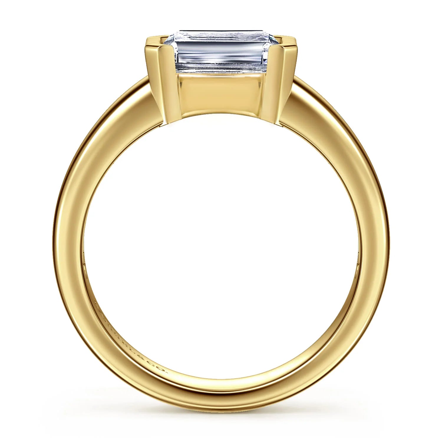 Gabriel & Co. 14K Yellow Gold Half Bezel East West Diamond Engagement Ring - Skeie's Jewelers