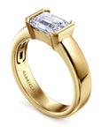 Gabriel & Co. 14K Yellow Gold Half Bezel East West Diamond Engagement Ring - Skeie's Jewelers
