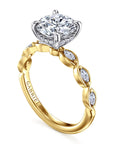 Gabriel & Co. 14K White-Yellow Gold Round Diamond Engagement Ring - Skeie's Jewelers