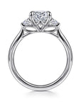 Gabriel & Co. 14K White Gold Oval Three Stone Lotus Diamond Engagement Ring - Skeie's Jewelers