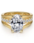 Gabriel & Co. 14K Yellow Gold Split Shank Oval Diamond Engagement Ring - Skeie's Jewelers