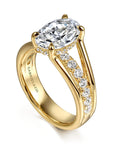 Gabriel & Co. 14K Yellow Gold Split Shank Oval Diamond Engagement Ring - Skeie's Jewelers