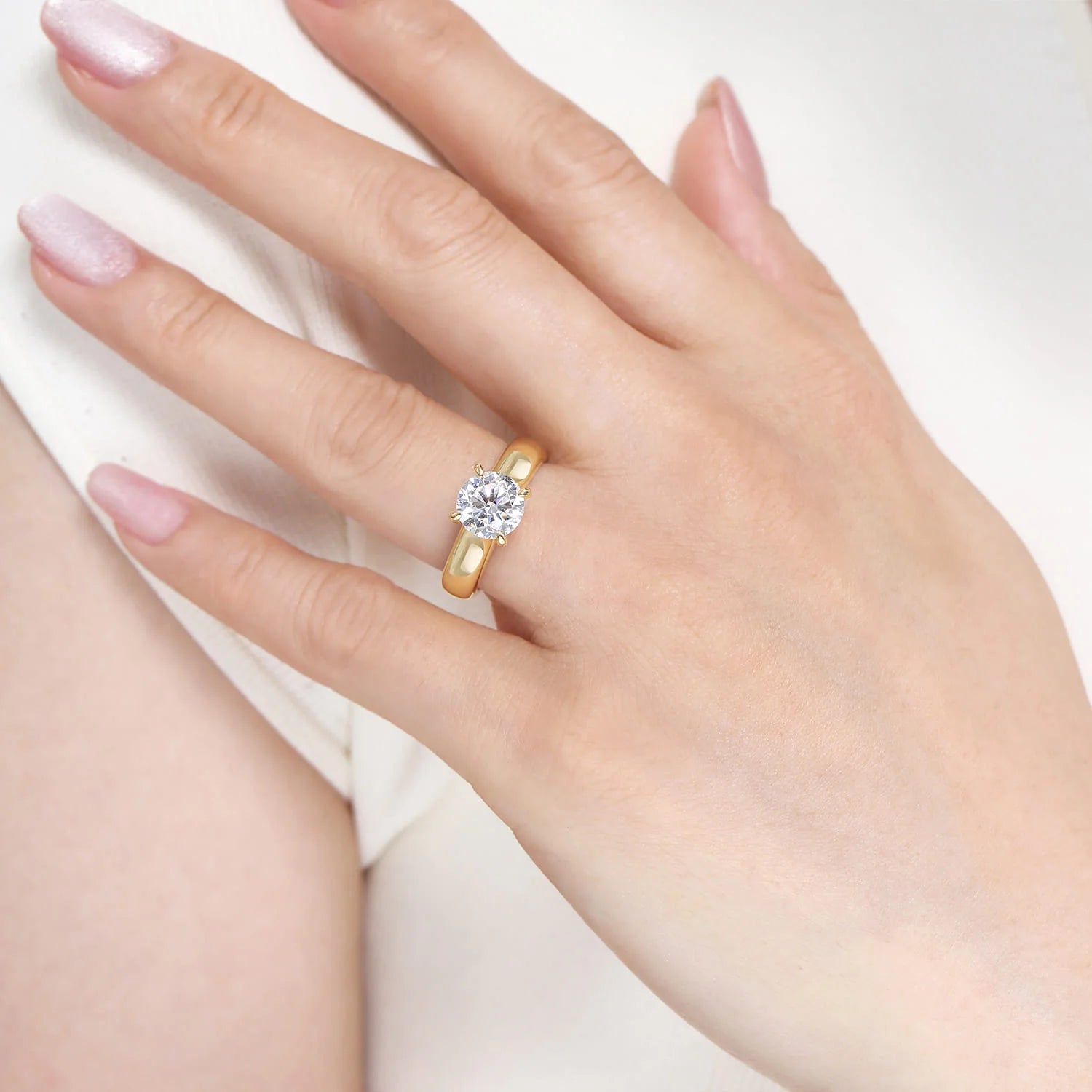 Gabriel & Co. 14K Yellow Gold Round Diamond Engagement Ring - Skeie's Jewelers