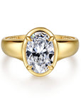 Gabriel & Co. 14K Yellow Gold Bezel Prong Oval Diamond Engagement Ring - Skeie's Jewelers