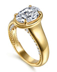 Gabriel & Co. 14K Yellow Gold Bezel Prong Oval Diamond Engagement Ring - Skeie's Jewelers