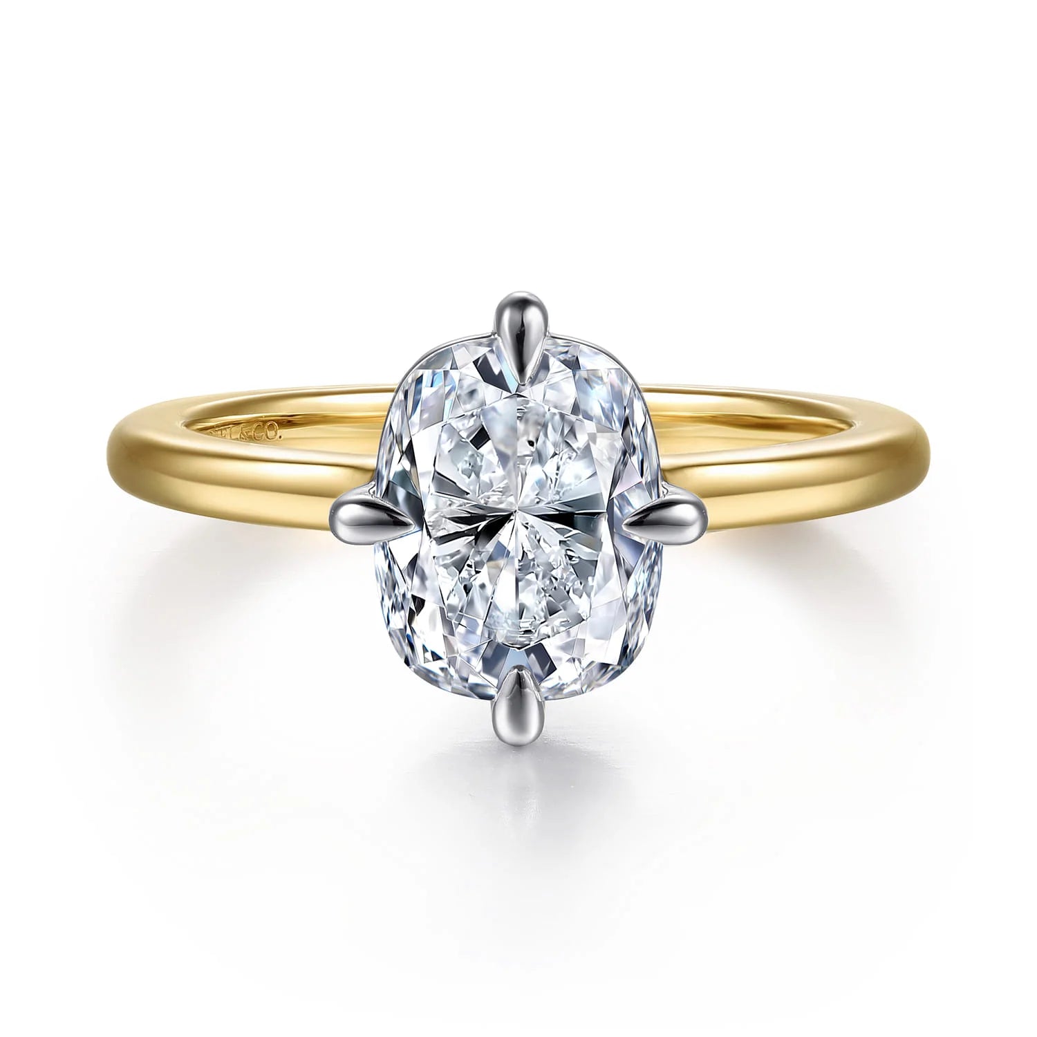 Gabriel & Co. 14K Gold Elongated Cushion Solitaire Diamond Engagement Ring - Skeie's Jewelers