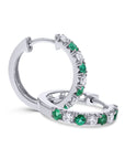 Emerald and Diamond Huggie Hoops - Skeie's Jewelers