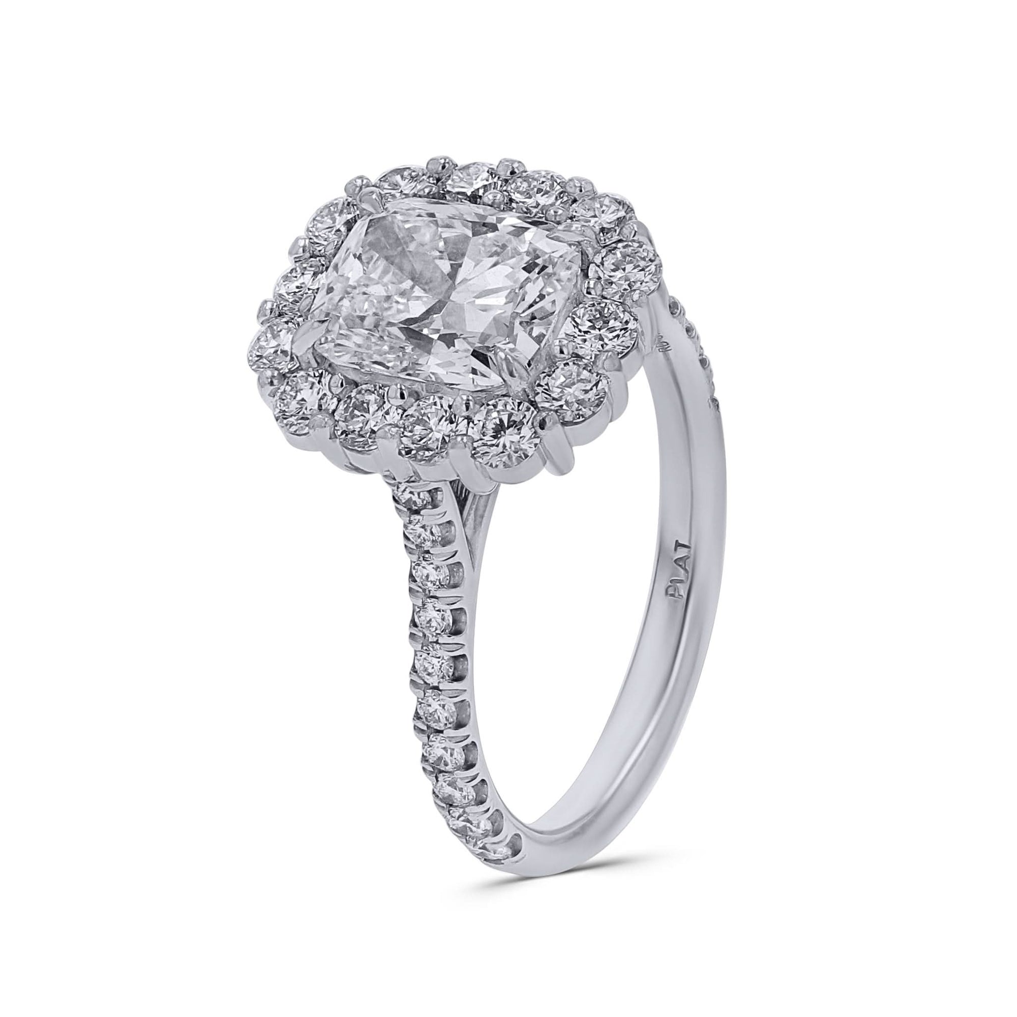 Rahaminov Cushion-Cut Diamond Cluster Halo Engagement Ring - Skeie's Jewelers