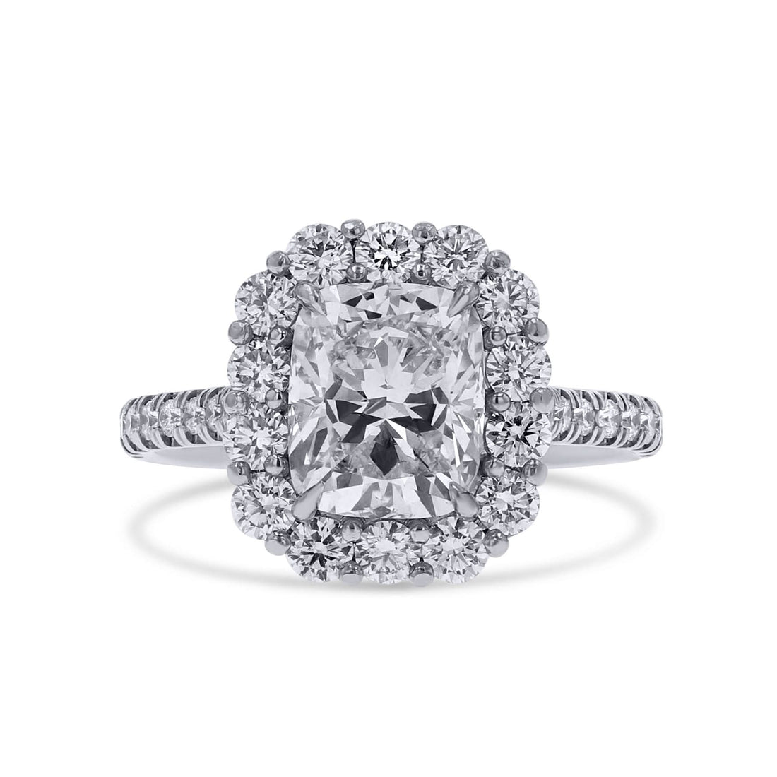 Rahaminov Cushion-Cut Diamond Cluster Halo Engagement Ring