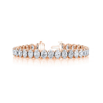 Rose Gold Oval-Diamond Tennis Bracelet