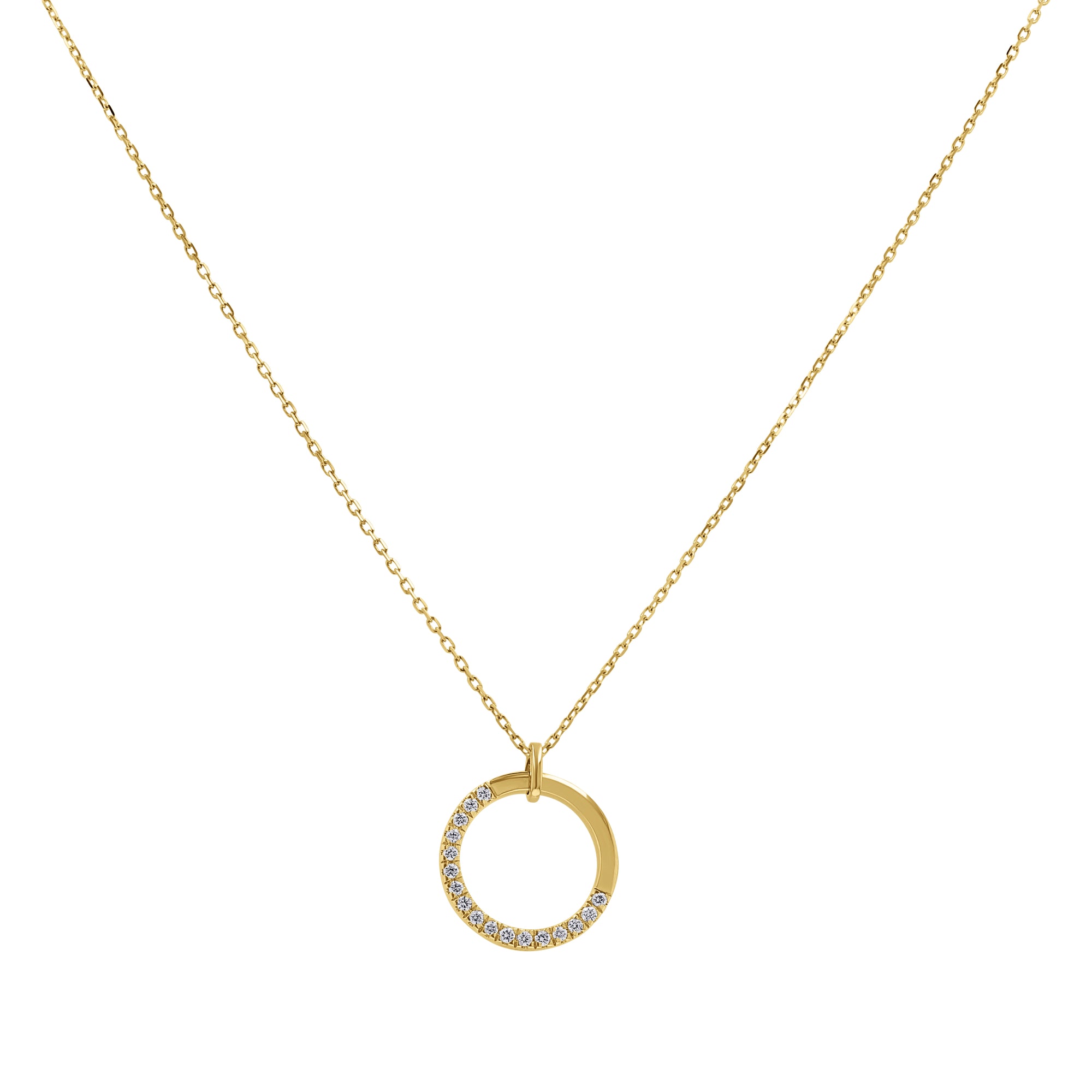 Gold Half-Diamond Circle Pendant Necklace - Skeie's Jewelers