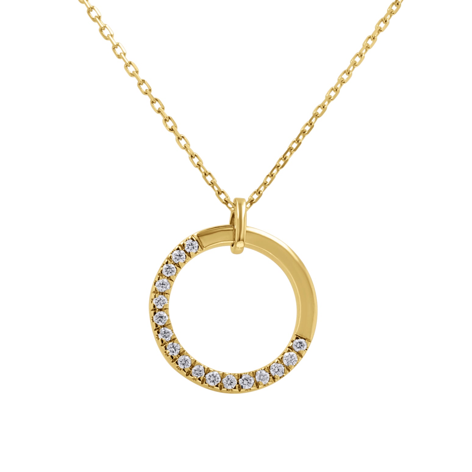 Gold Half-Diamond Circle Pendant Necklace - Skeie's Jewelers