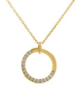 Gold Half-Diamond Circle Pendant Necklace - Skeie's Jewelers