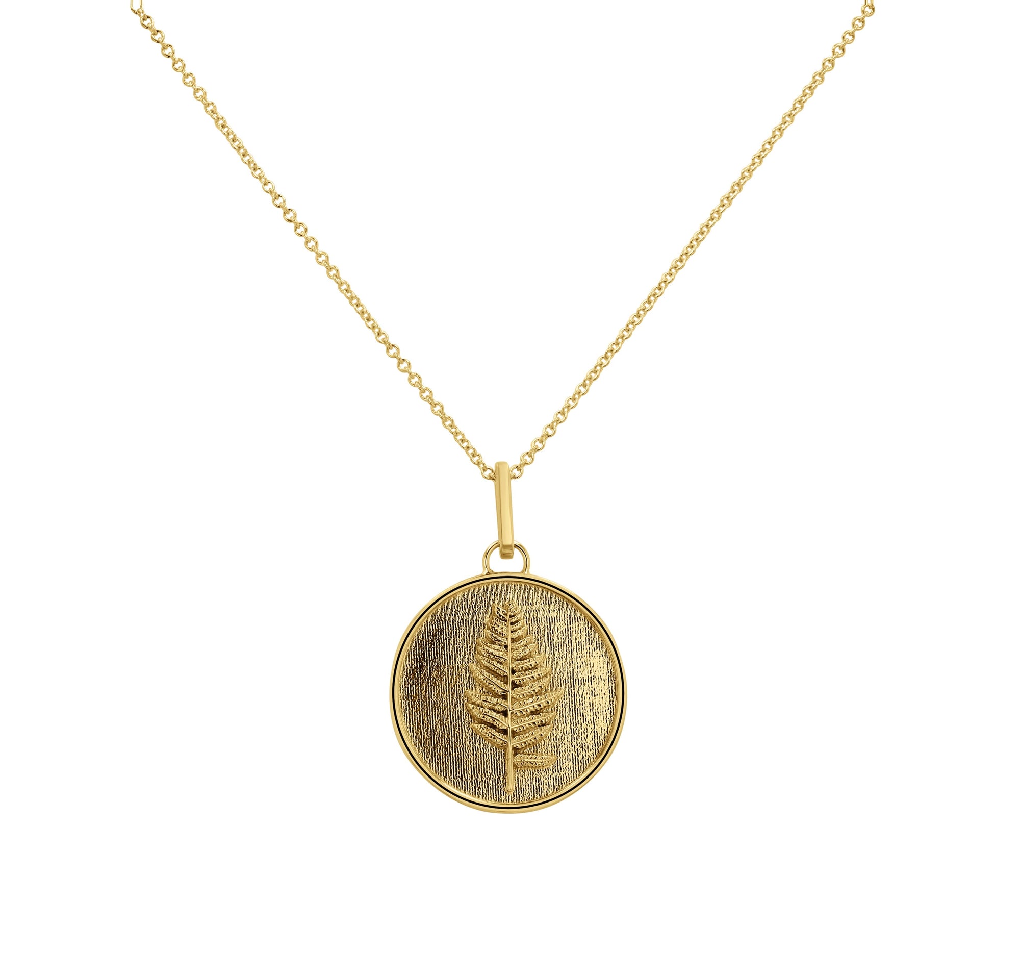 14k gold fern medallion necklace