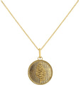 14k gold fern medallion necklace