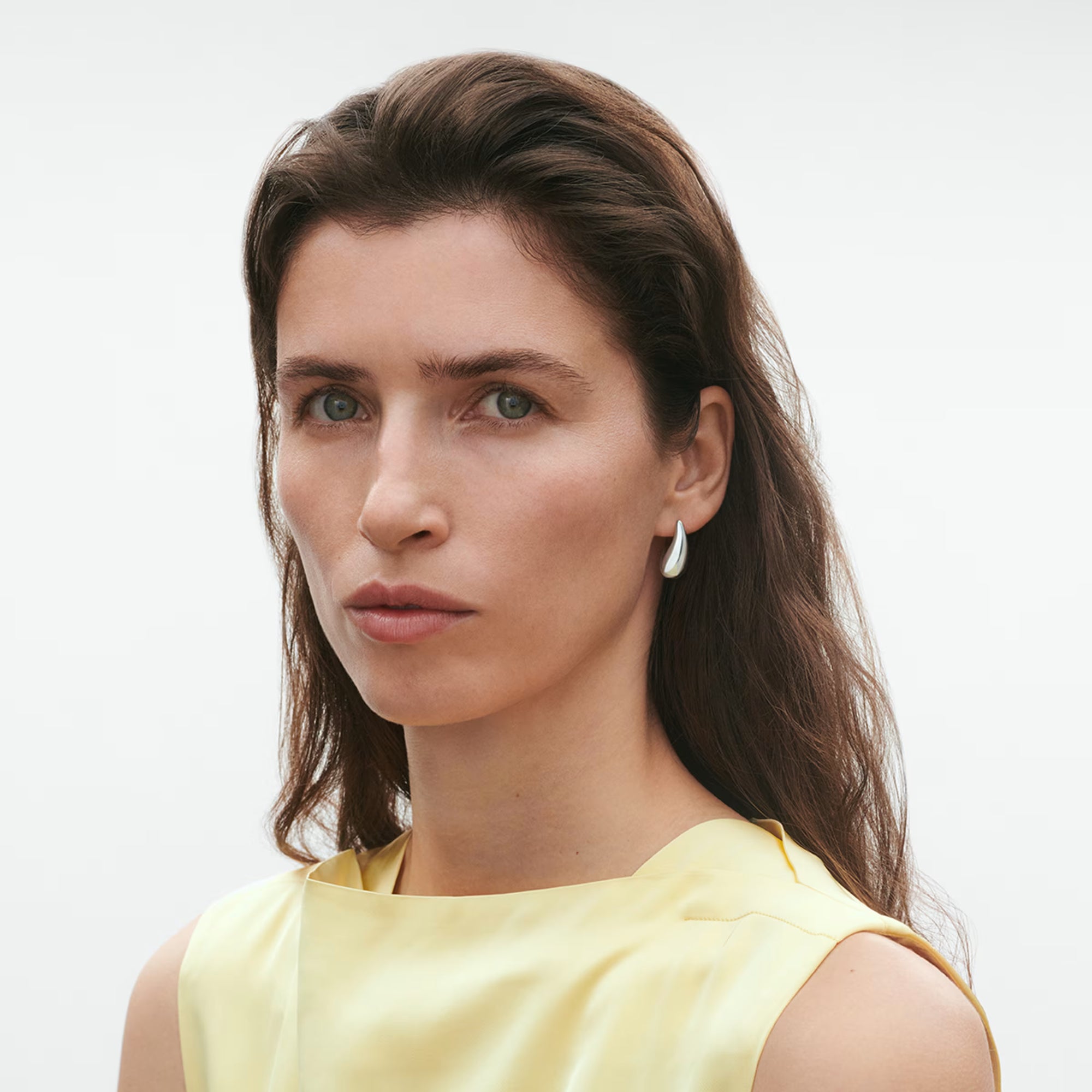 Georg Jensen Silver reflections Drop Earrings Modeled