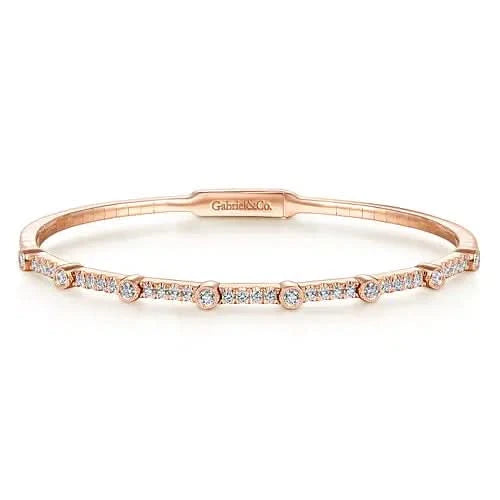 Gabriel & Co Rose Gold Diamond Bezel Station Bujukan Bangle - Skeie's Jewelers
