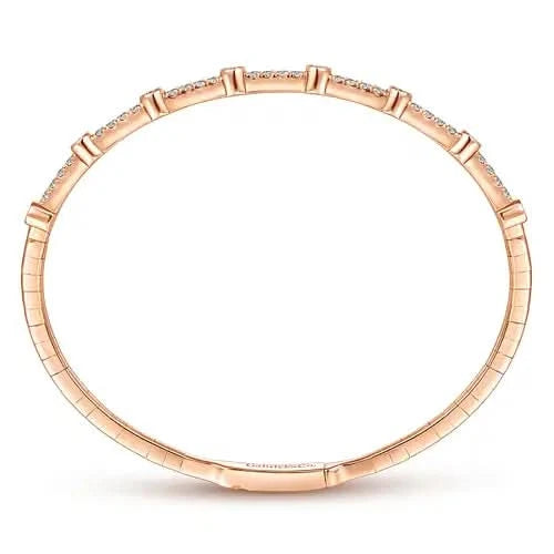Gabriel & Co Rose Gold Diamond Bezel Station Bujukan Bangle - Skeie's Jewelers
