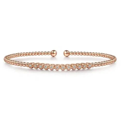 Gabriel & Co Bujukan Beaded Diamond-Top Cuff Bracelet - Skeie's Jewelers