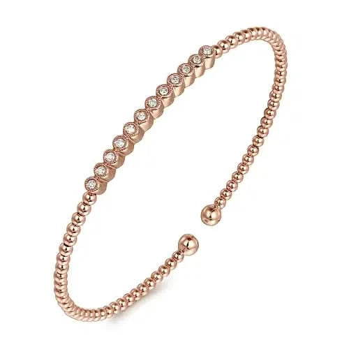 Gabriel & Co Bujukan Beaded Diamond-Top Cuff Bracelet - Skeie's Jewelers