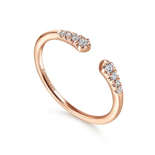 Gabriel and Co Open  Rose Gold Ring Front tilted view