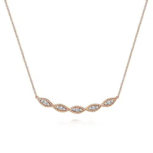 Gabriel & Co. Rose Gold Twisted Rope Diamond Necklace - Skeie's Jewelers