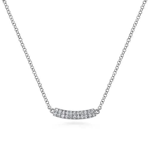 Gabriel & Co. Pave Diamond Curved Bar Necklace - Skeie's Jewelers