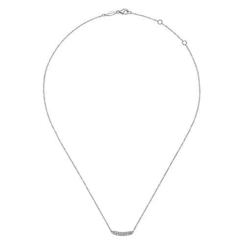 Gabriel & Co. Pave Diamond Curved Bar Necklace - Skeie's Jewelers