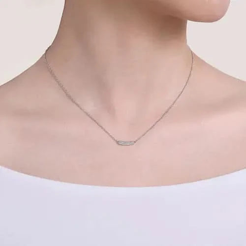 Gabriel & Co. Pave Diamond Curved Bar Necklace - Skeie's Jewelers
