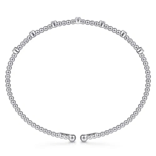 white  beaded bracelet on a white background side view