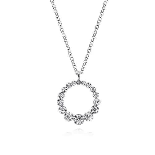 Gabriel & Co. Graduated Diamond Circle Pendant Necklace - Skeie's Jewelers