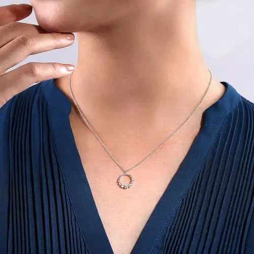Gabriel & Co. Graduated Diamond Circle Pendant Necklace - Skeie's Jewelers