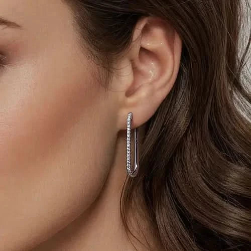 Gabriel&Co Elongated Diamond Hoops - Skeie's Jewelers