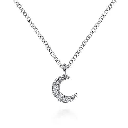 Gabriel & Co Diamond Pave Crescent Moon Pendant - Skeie's Jewelers