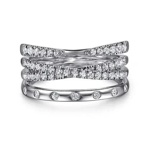 White Gold Graduating Diamond Spike Easy Stackable Ring - Skeie's Jewelers