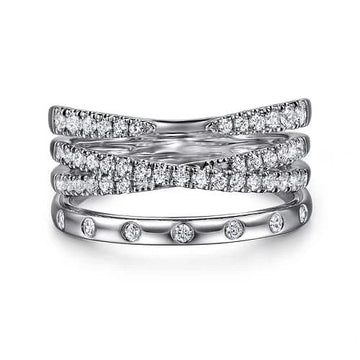 Gabriel&Co Stacked Diamond-Pattern Ring