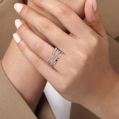 Gabriel&Co Stacked Diamond-Pattern Ring